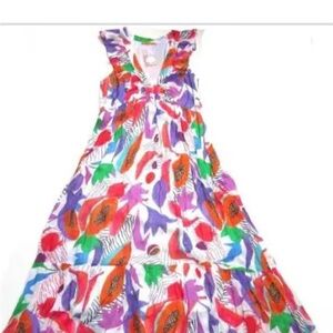 OLIPHANT Papaya Print Maxi Dress size XS